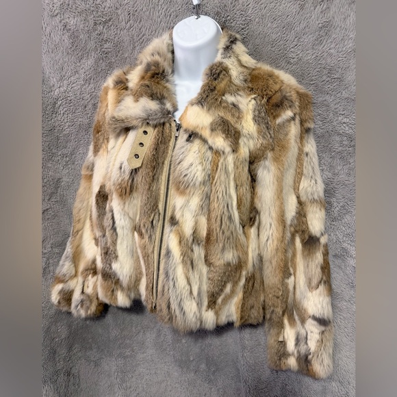 Beautiful Vintage Rabbit Hair Jacket Multicolor Fur Zip Up Womens Fits Small Y2K - Picture 2 of 10